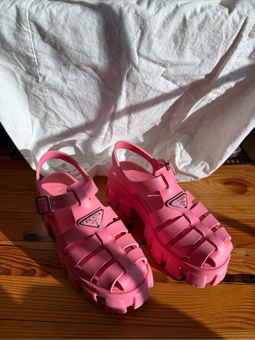 Prada Rubber Monolith Begonia pink platform sandals EU 37=US 7